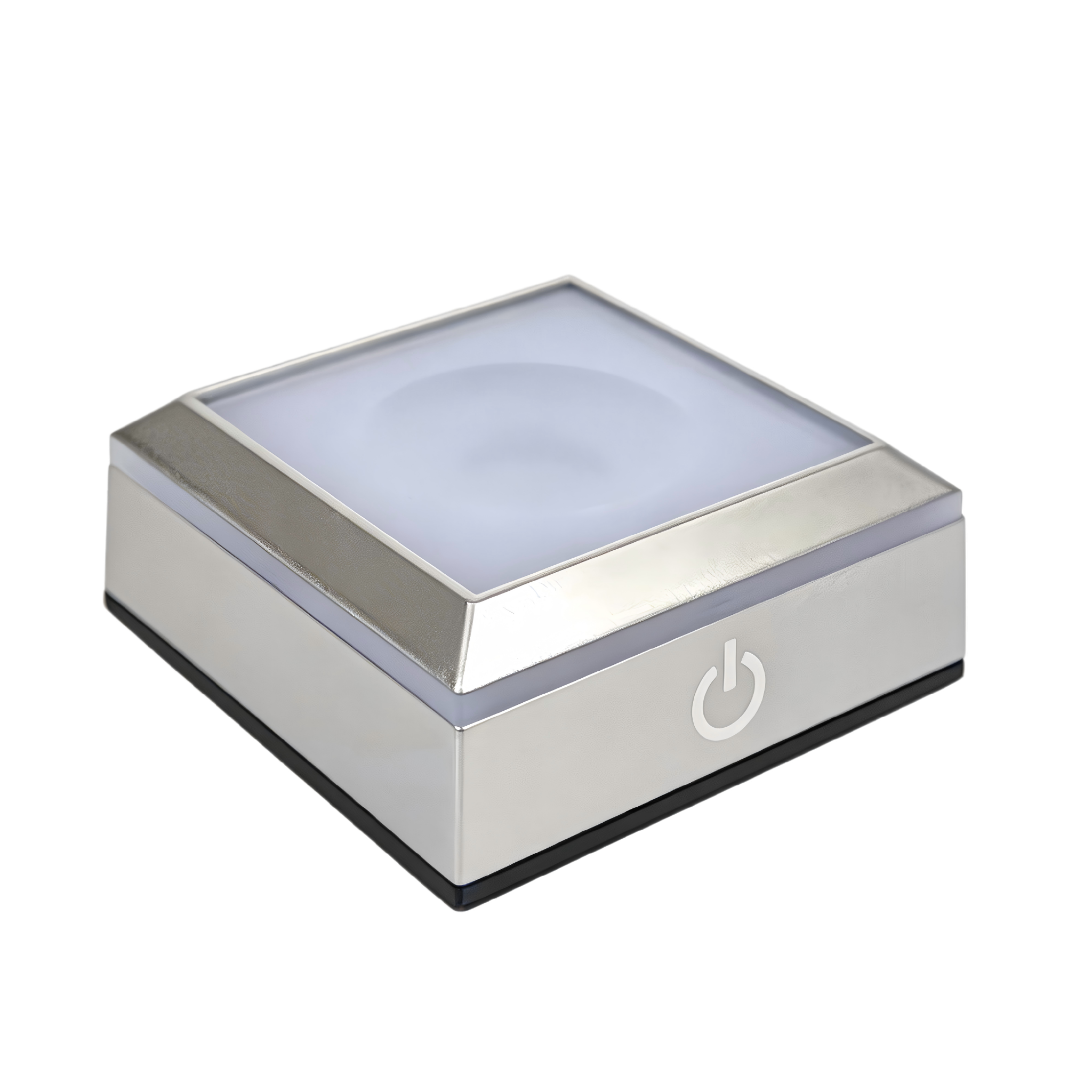 Sensitive touch control switch button on concave square white LED light pedestal