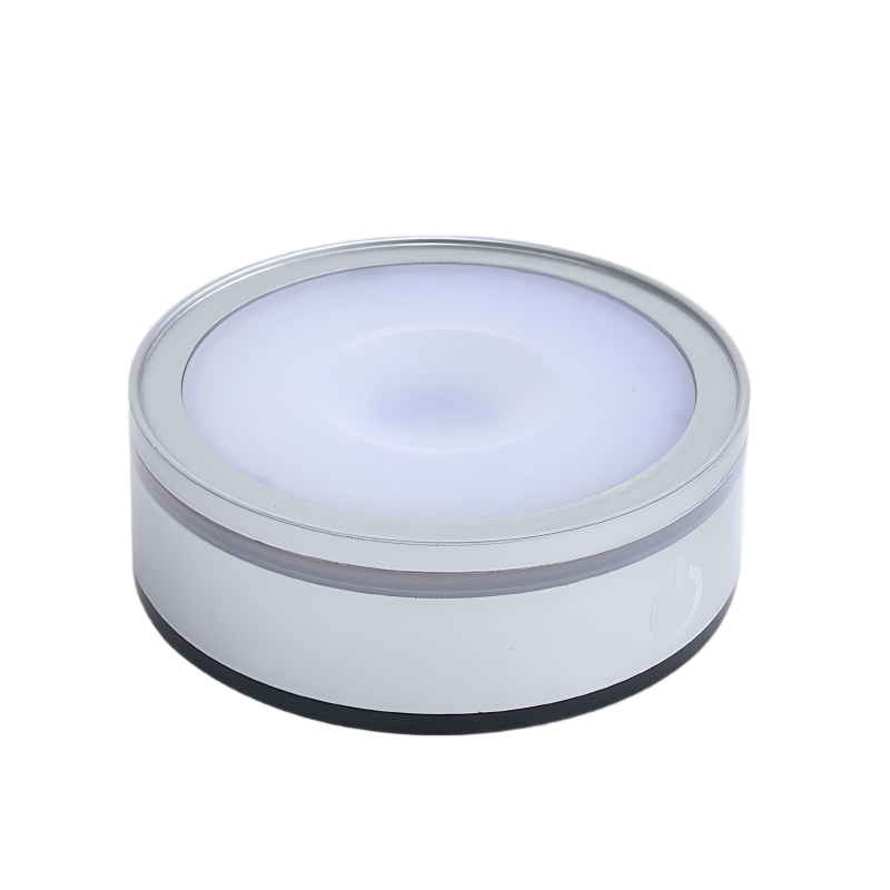 Sensitive touch control switch button on concave round white LED light base