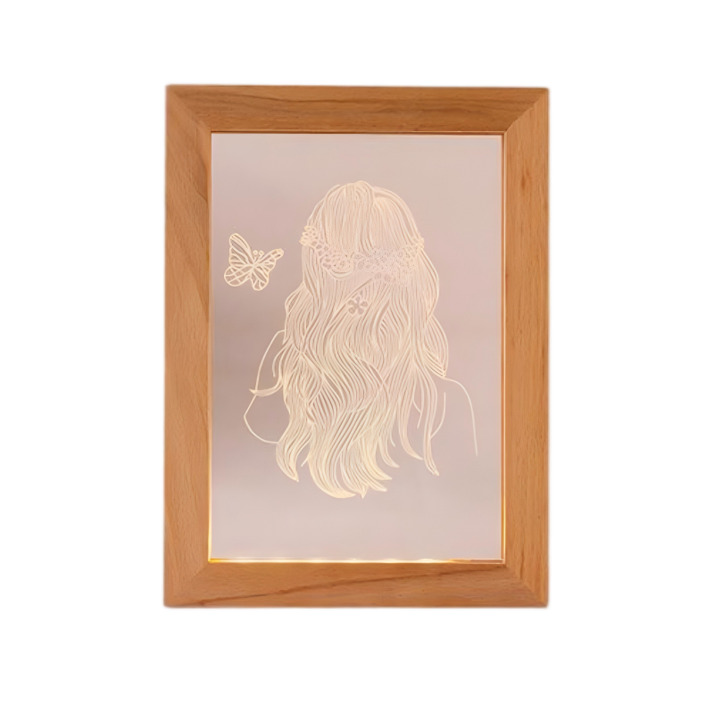 Small seventeen by thirteen centimeter customized sketch glow frame