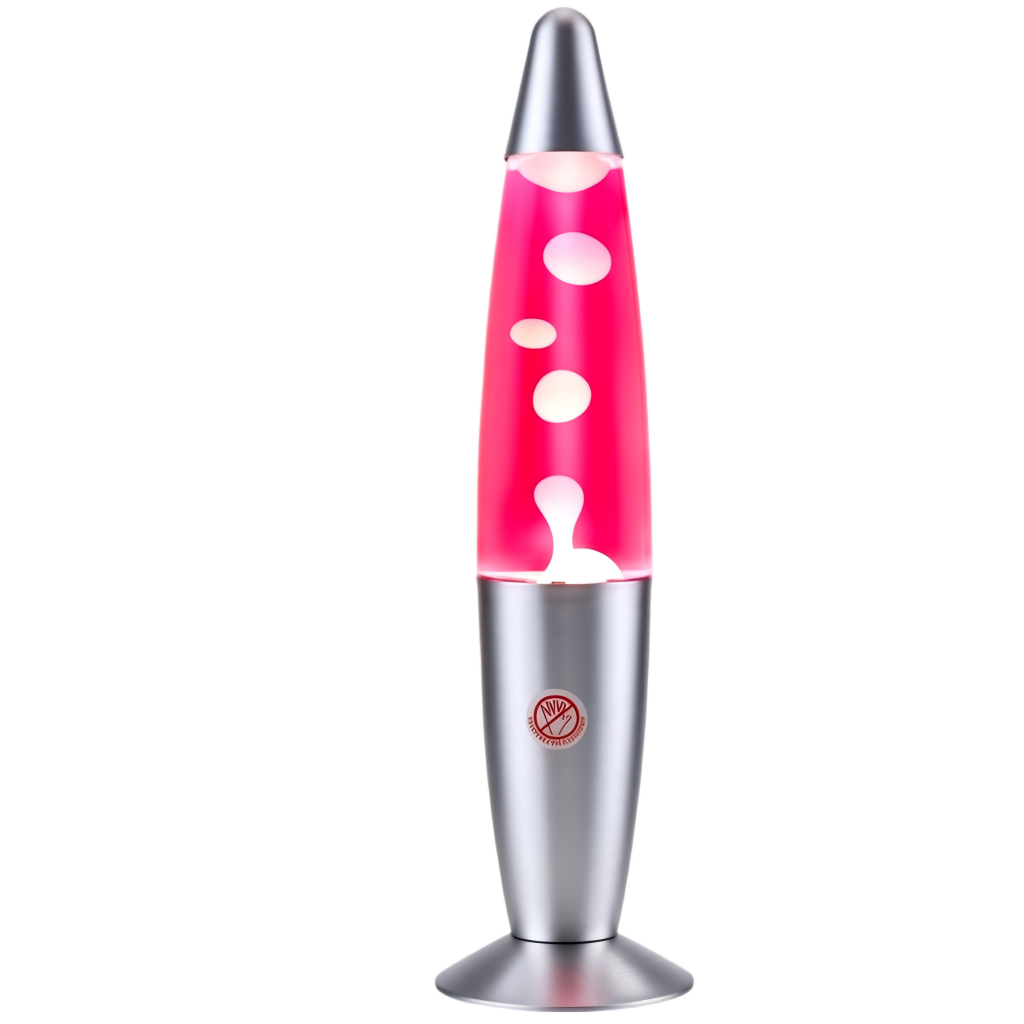 Durable silver metal base magma lamp with secure USB power interface for retailers