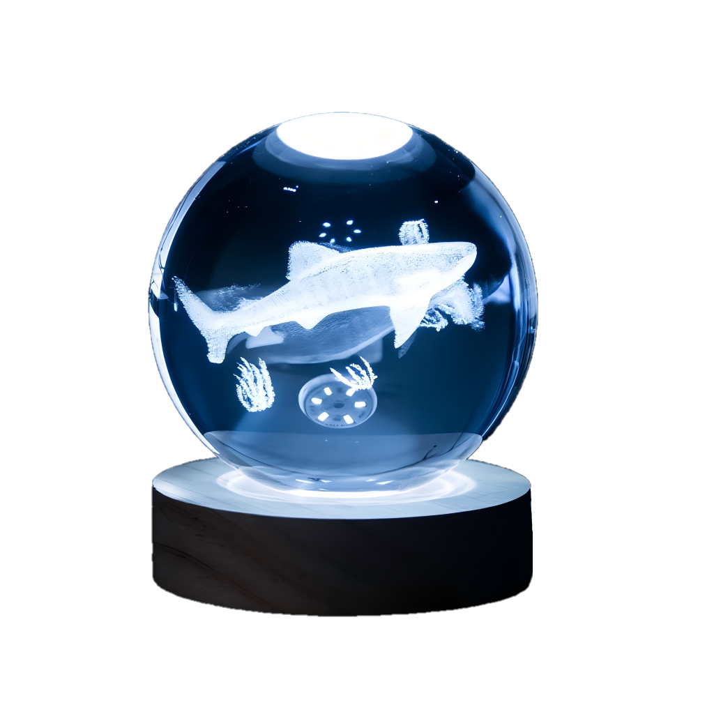 Heavy-density 60mm borosilicate glass ball nightlight with high-contrast localized lighting track