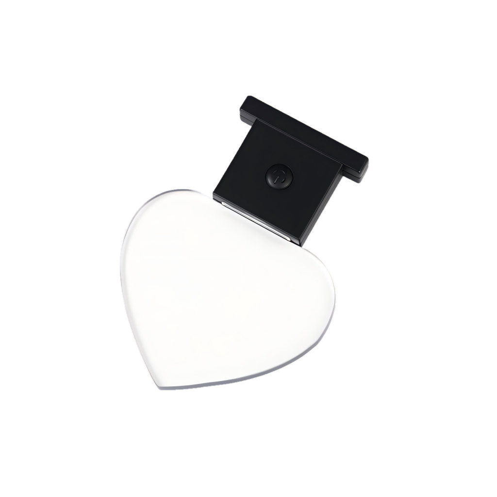 Heart black LED fridge magnet with an emotive romantic slotted ABS base generating multi color RGB glow