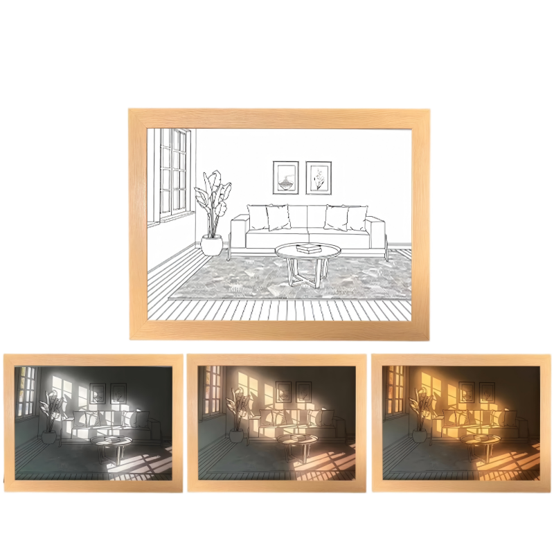 三色USB 4D LED装饰灯画